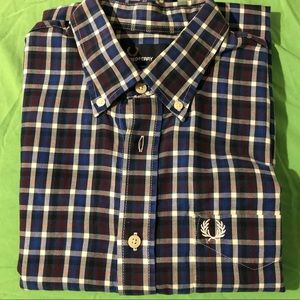 FRED PERRY HERRINGBONE CHECK BUTTON DOWN